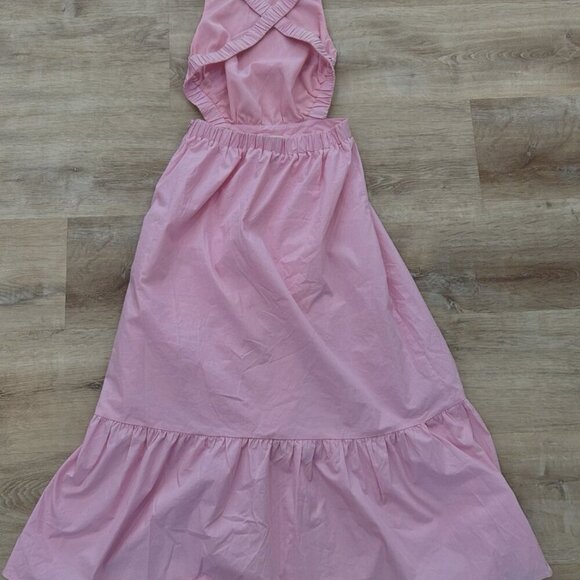 English Factory Women's Small Pink Backless Strap Halter Maxi Chic Summer Dress - Picture 2 of 4